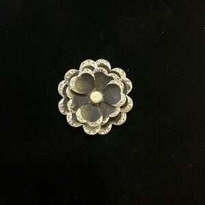 Antique Black Flower Brooch